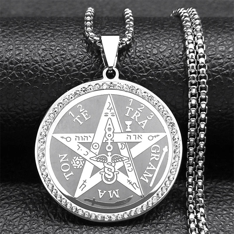 Collar Colgante Pentáculo Brujería Wicca plata