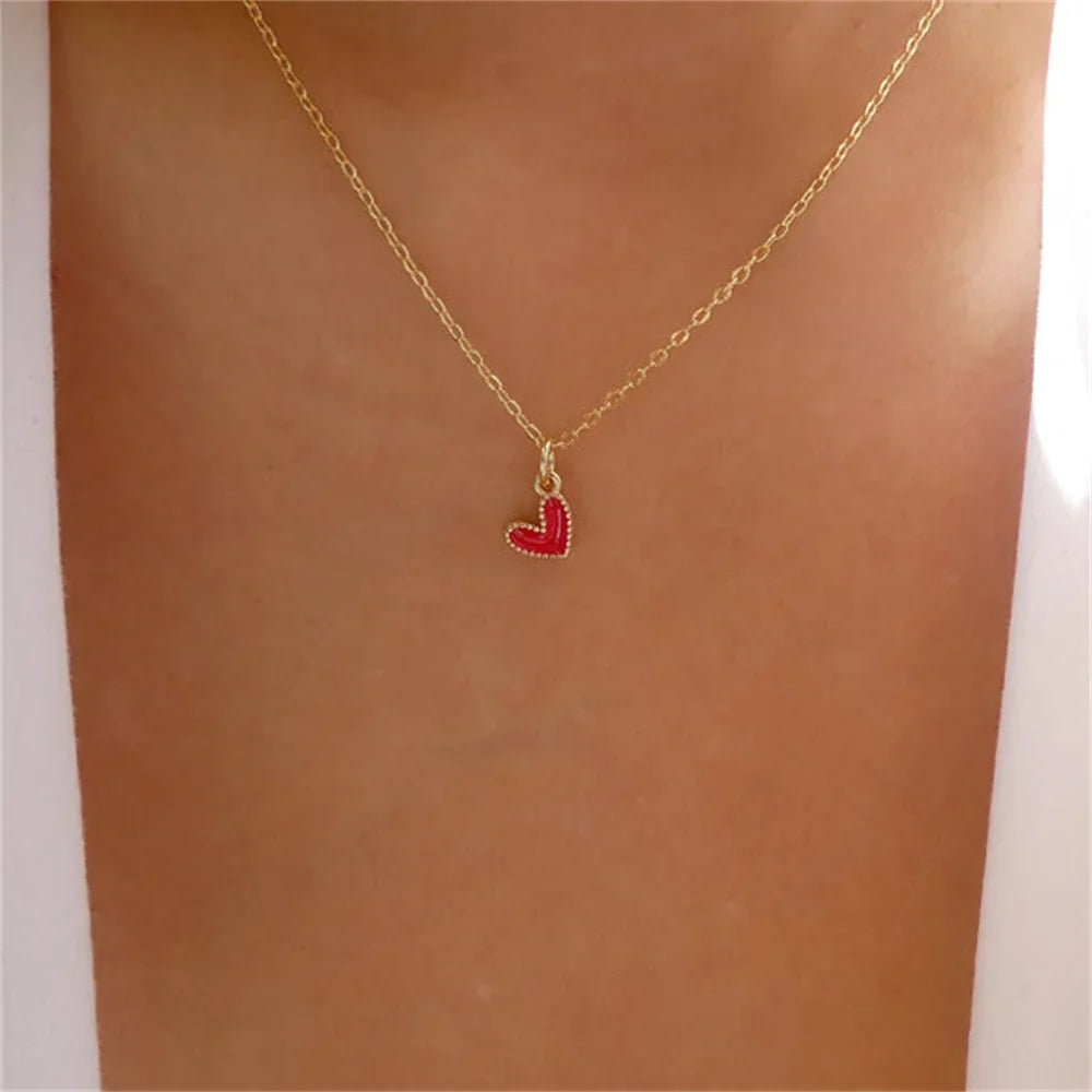 Collar Colgante Pequeño Corazón Gargantilla roja