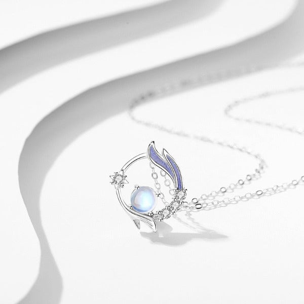 Collar con Colgante de Piedra de Luna para Mujer en Plata