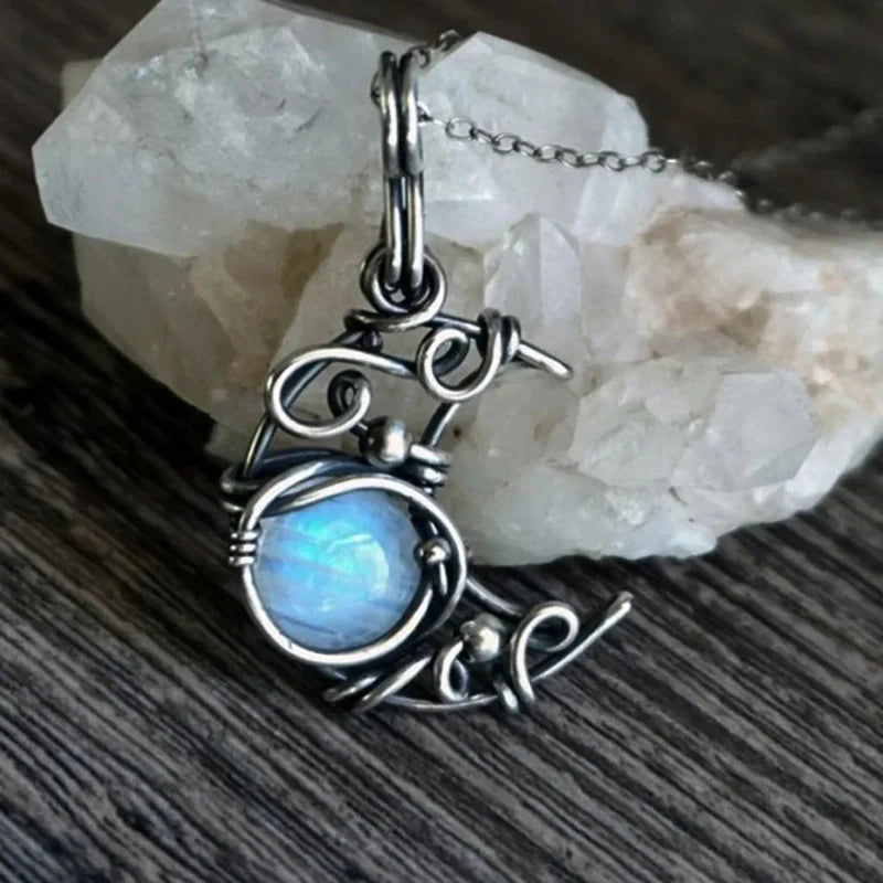 Collar Colgante Piedra de Luna Vintage c