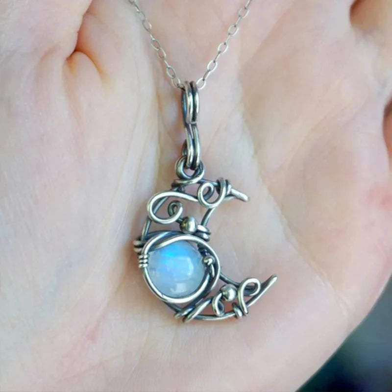 Collar Colgante Piedra de Luna Vintage c