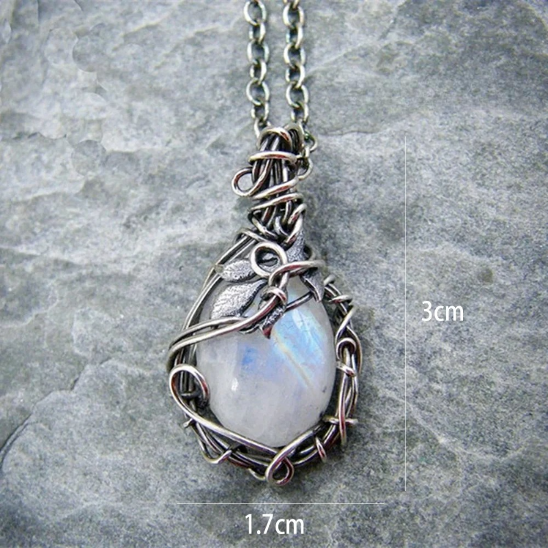 Collar Colgante Piedra de Luna Vintage b