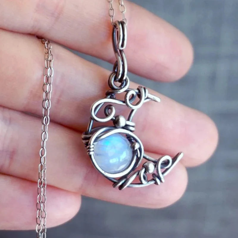 Collar Colgante Piedra de Luna Vintage c