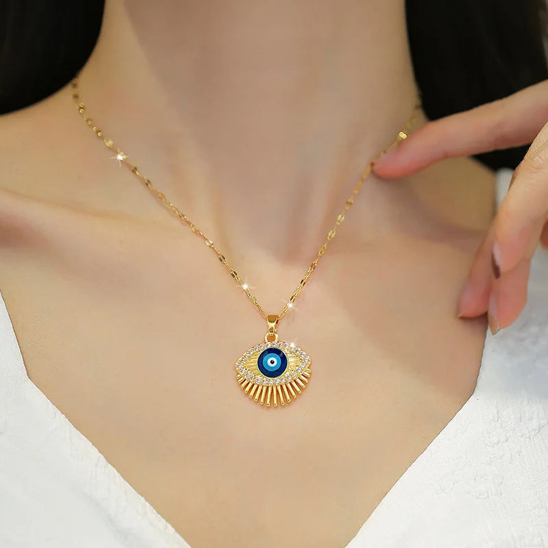 Collar Colgante Amuleto Ojo Azul Turco