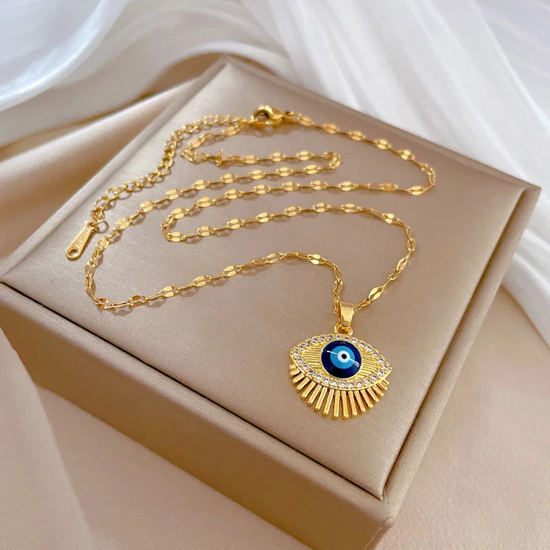 Collar Colgante Amuleto Ojo Azul Turco