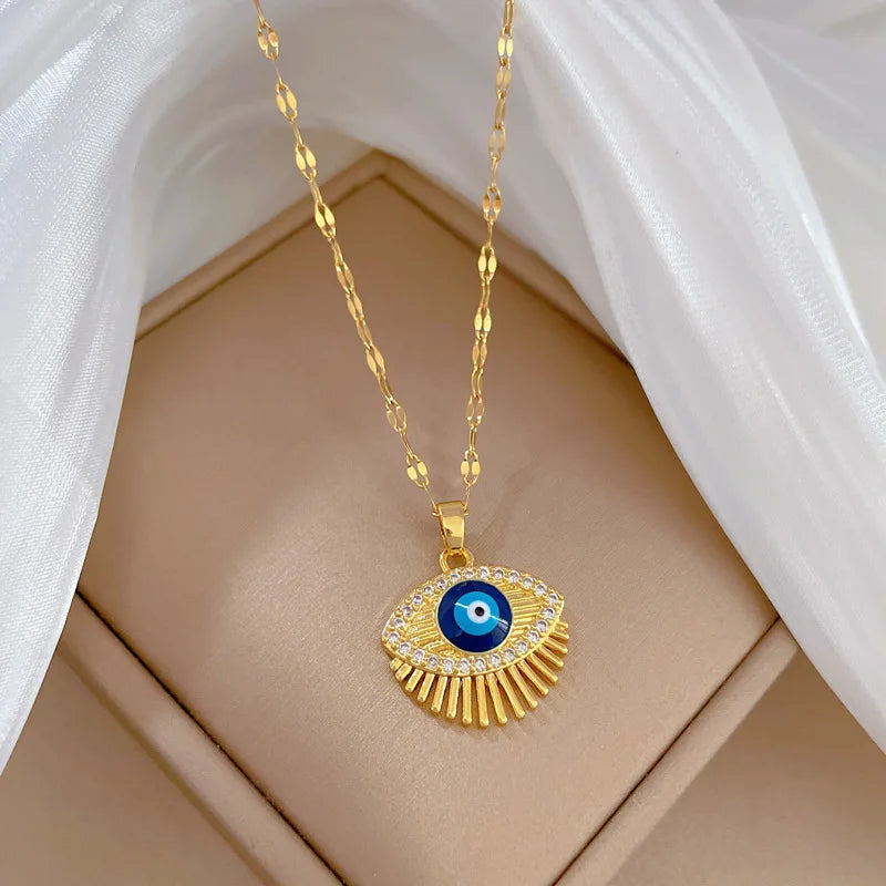 Collar Colgante Amuleto Ojo Azul Turco