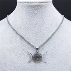 Collar Colgante Rueda de Hécate Hechicería Wicca Strophalos plata 50 cm