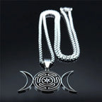 Collar Colgante Rueda de Hécate Hechicería Wicca Strophalos plata 50 cm
