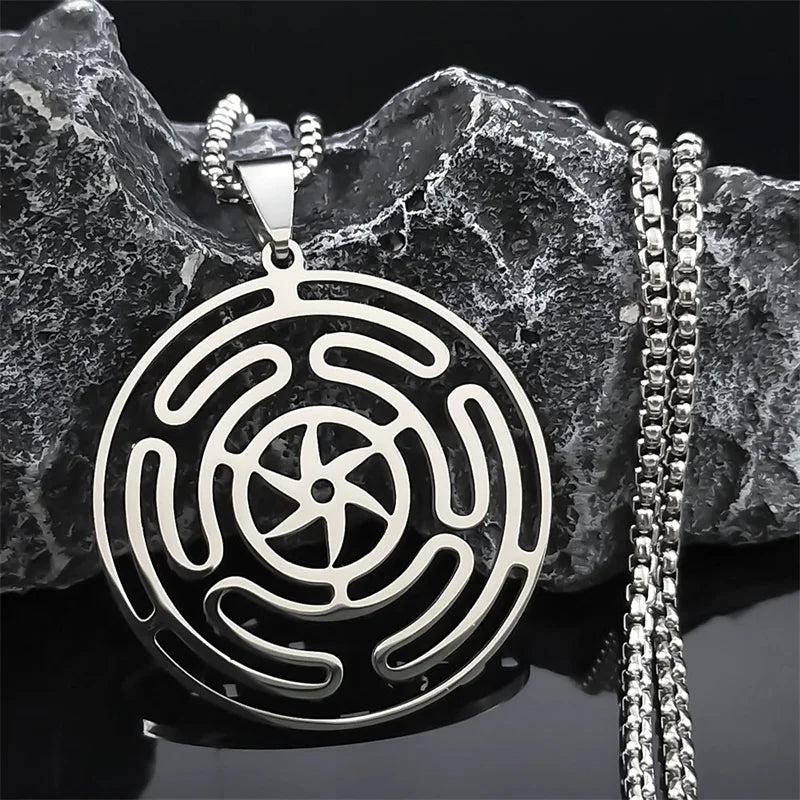Collar Colgante Rueda de Hécate Strophalos plata