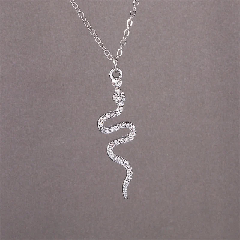Collar Colgante Serpiente Zirconias plata