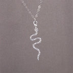 Collar Colgante Serpiente Zirconias plata