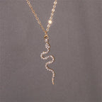 Collar Colgante Serpiente Zirconias oro