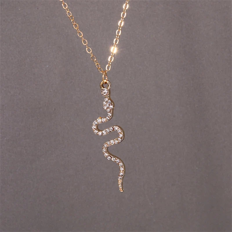 Collar Colgante Serpiente Zirconias oro
