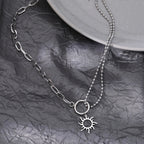 Collar Colgante Sol Asimétrico plata