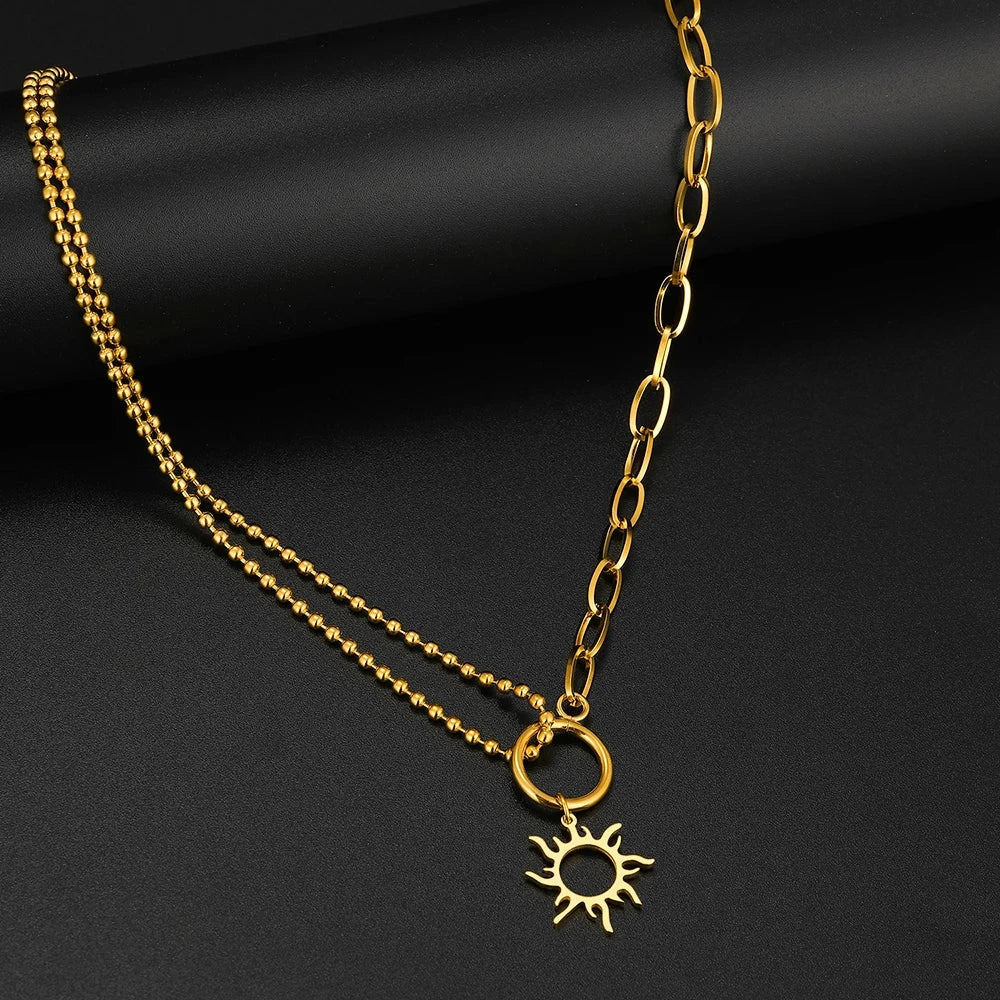 Collar Colgante Sol Asimétrico oro