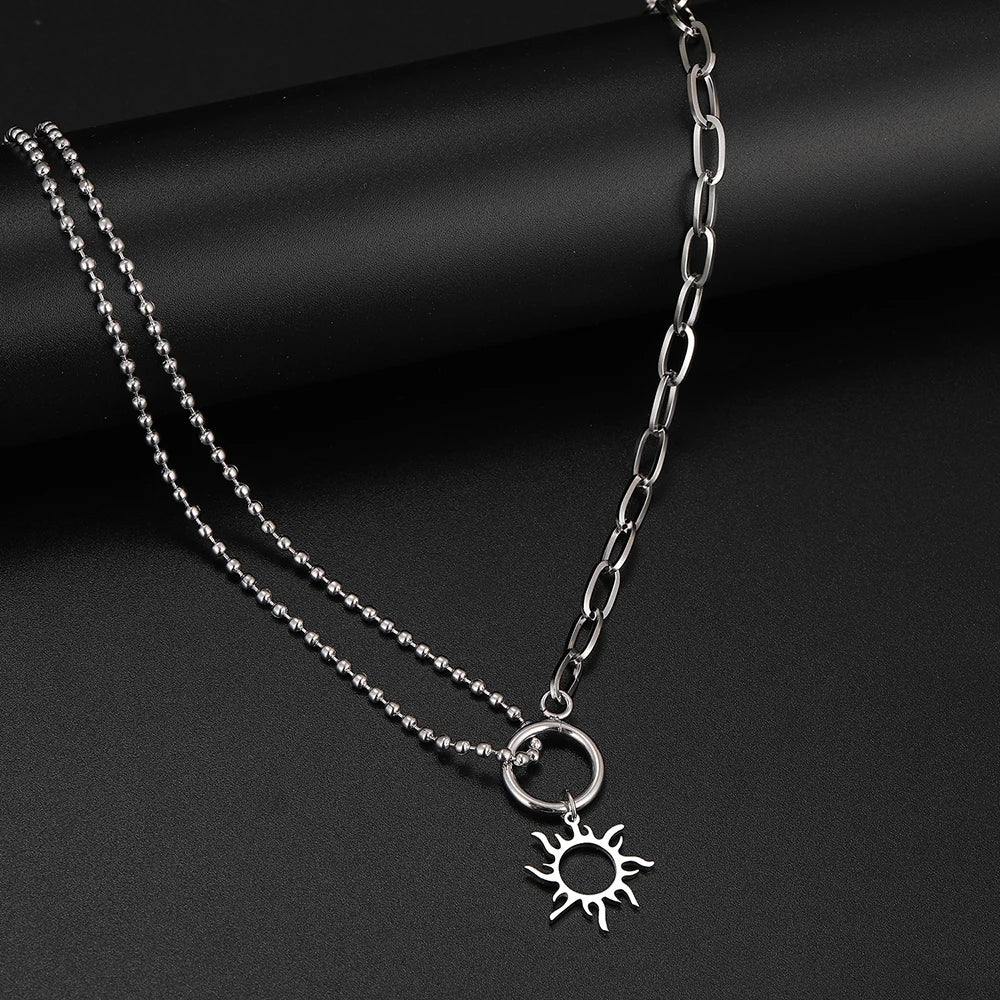Collar Colgante Sol Asimétrico plata