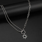 Collar Colgante Sol Asimétrico plata