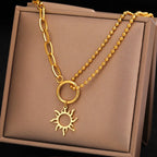 Collar Colgante Sol Asimétrico oro