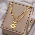 Collar Colgante Sol Asimétrico oro