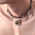 Collar Colgante Sol con Cristal de Estilo Punk