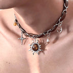 Collar Colgante Sol con Cristal de Estilo Punk