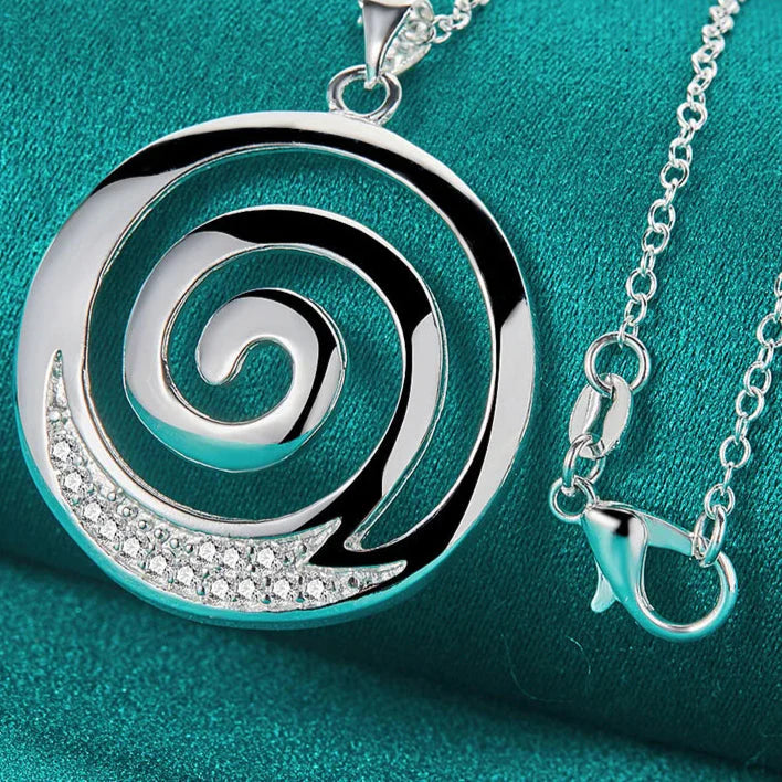 Collar y Colgante Espiral Mujer Plateado