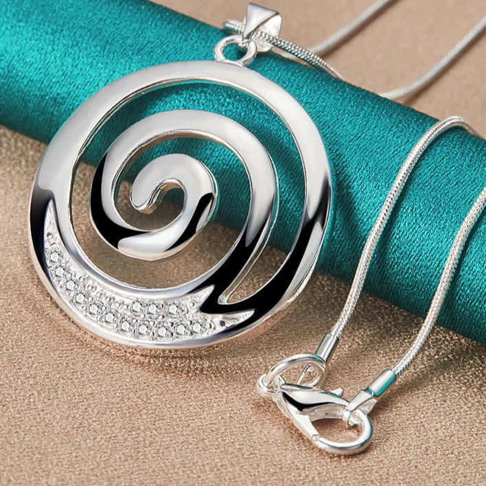 Collar y Colgante Espiral Mujer Plateado