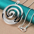 Collar y Colgante Espiral Mujer Plateado