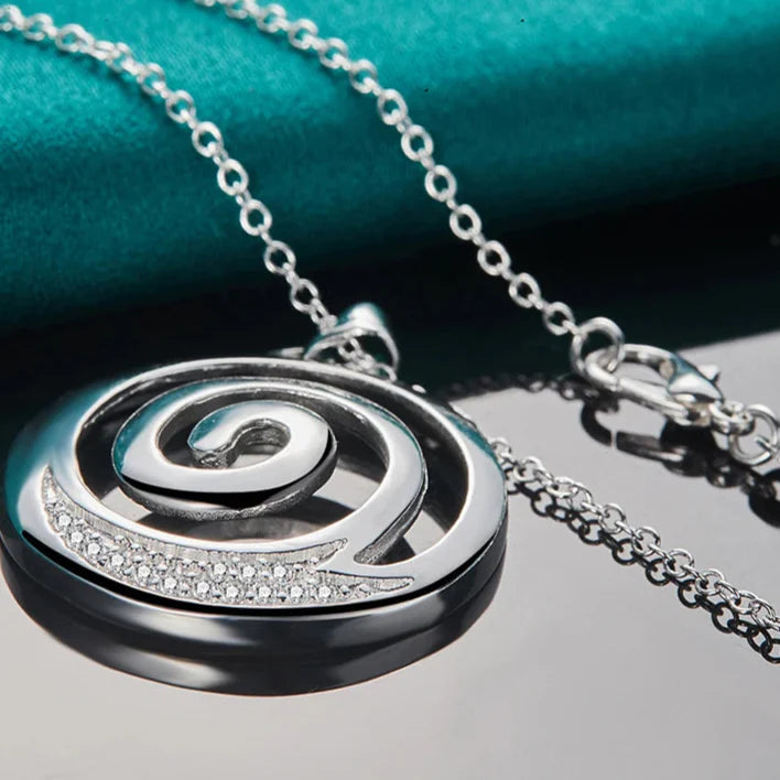 Collar y Colgante Espiral Mujer Plateado