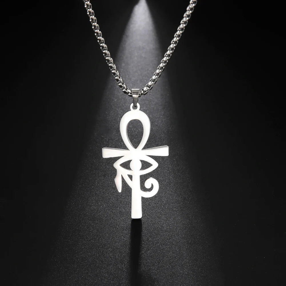 Collar Colgante Estilo Egipcio Cruz de Ankh plata