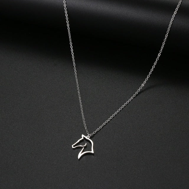 Collar Colgante Cabeza de Caballo Minimalista plata
