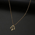 Collar Colgante Cabeza de Caballo Minimalista oro