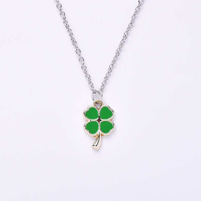 Collar Colgante Trébol de 4 Hojas Verde Amuleto de la Suerte