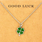Collar Colgante Trébol de 4 Hojas Verde Amuleto de la Suerte