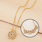 Collar Colgante Trébol Corazón con Caja de Regalo oro