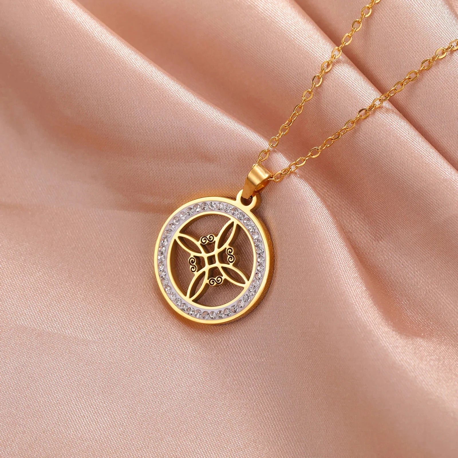 Collar Colgante Wiccano Nudo de Bruja Amuleto de Protección oro