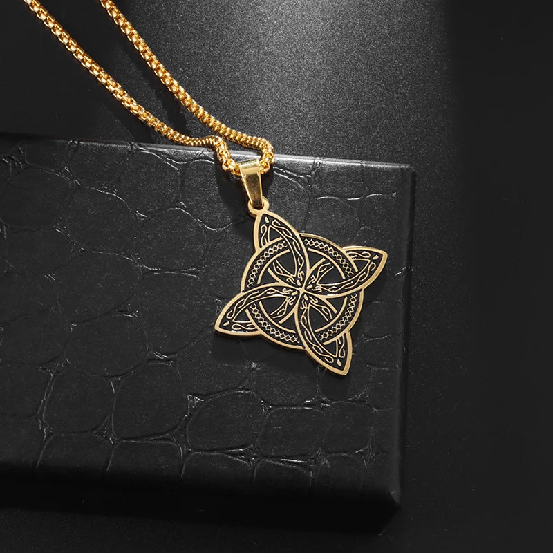 Collar Colgante Wicca Nudo de Bruja de Protección oro