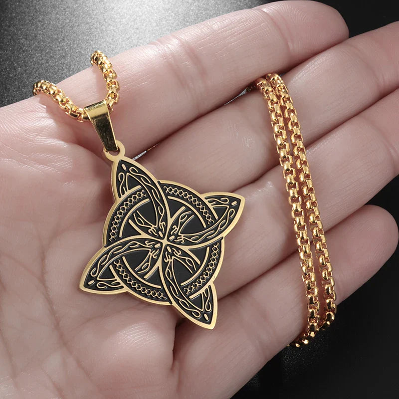 Collar Colgante Wicca Nudo de Bruja de Protección oro