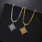 Collar Colgante Wiccano Nudo de Bruja Mujer Amuleto de Protección oro