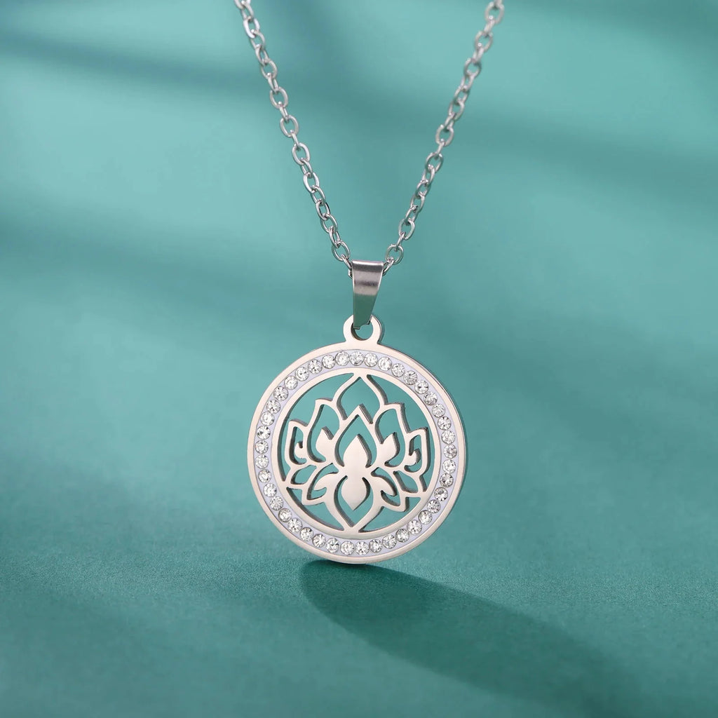 Collar Colgante Zen Mujer Flor de Loto plata