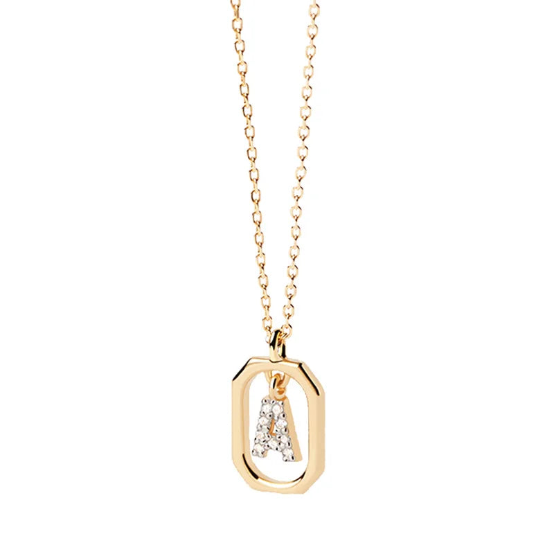 Collier pour femme avec pendentif hexagonal initiale - lettre