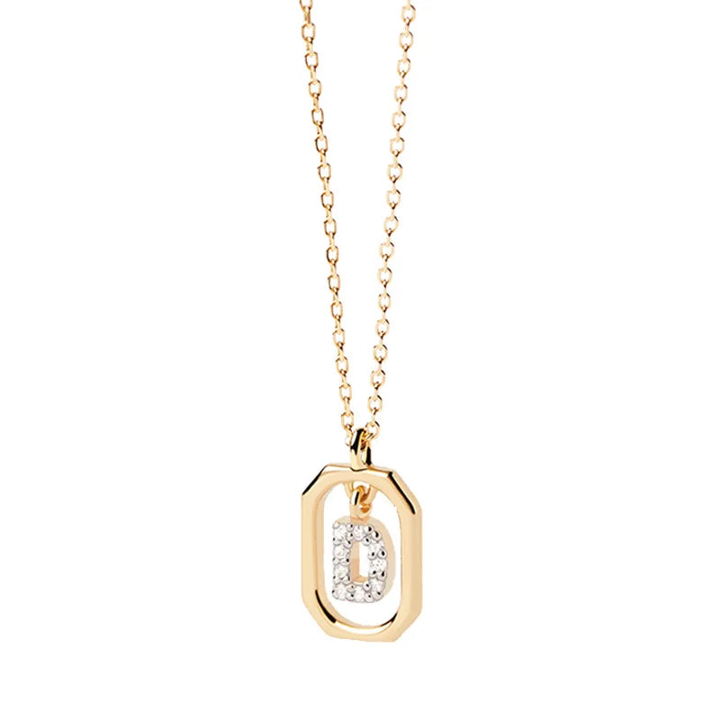 Collier pour femme avec pendentif hexagonal initiale - lettre