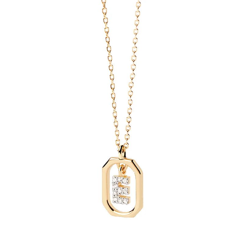 Collier pour femme avec pendentif hexagonal initiale - lettre