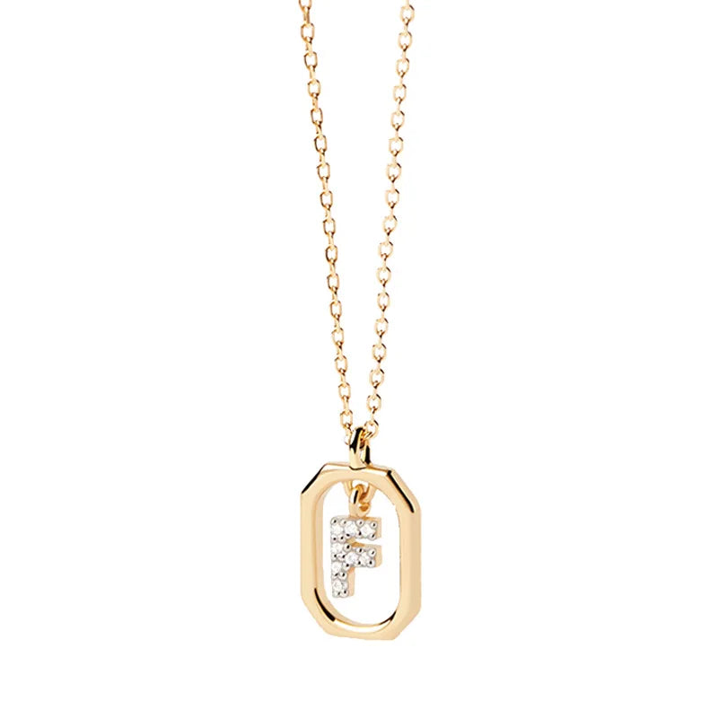 Collier pour femme avec pendentif hexagonal initiale - lettre