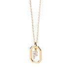 Collier pour femme avec pendentif hexagonal initiale - lettre