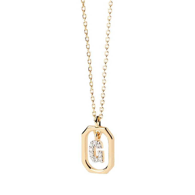 Collier pour femme avec pendentif hexagonal initiale - lettre