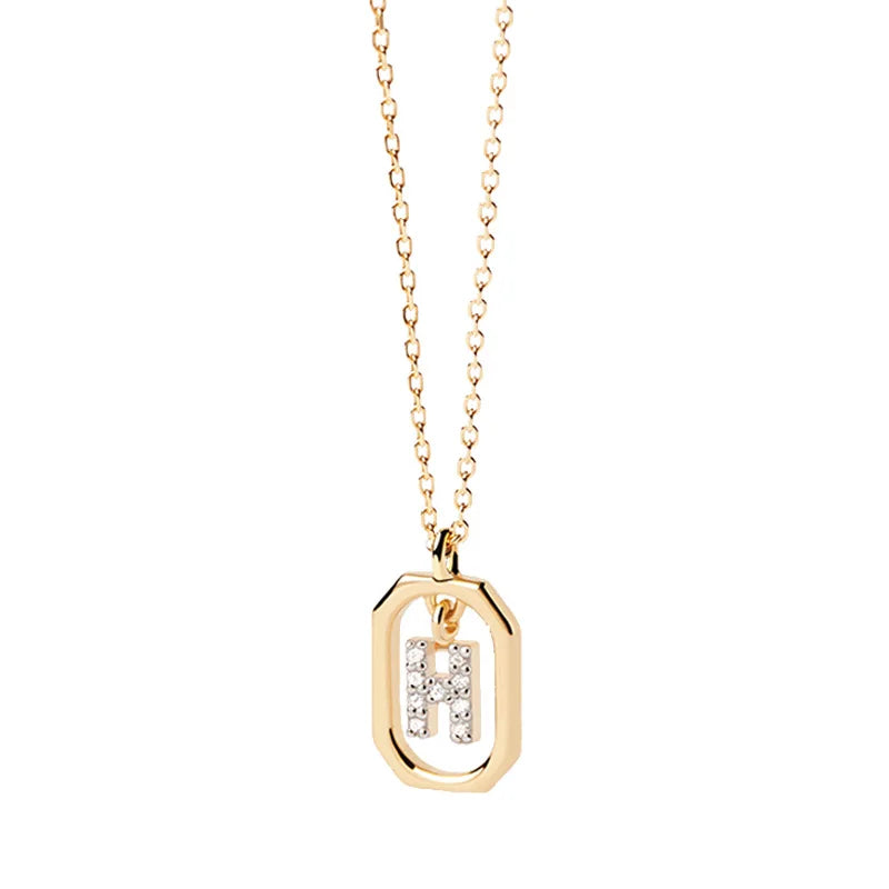 Collier pour femme avec pendentif hexagonal initiale - lettre