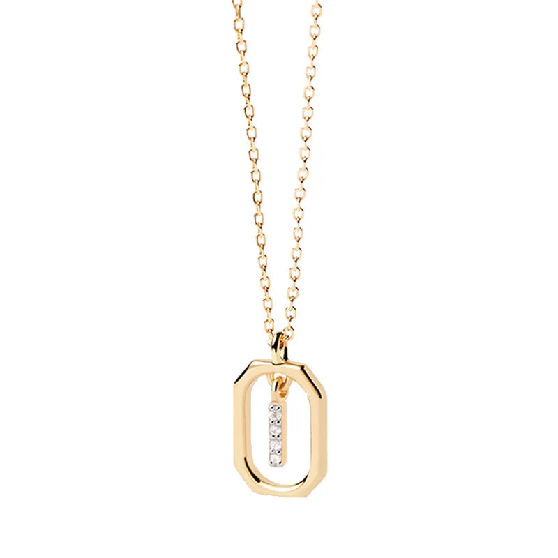 Collier pour femme avec pendentif hexagonal initiale - lettre
