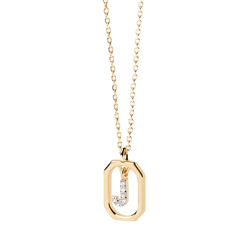 Collier pour femme avec pendentif hexagonal initiale - lettre