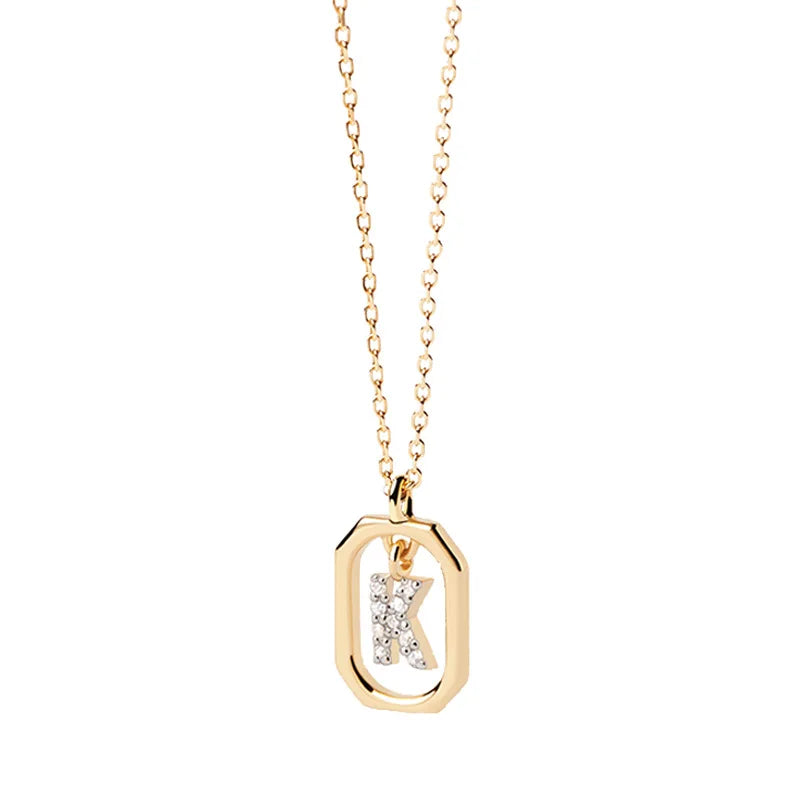 Collier pour femme avec pendentif hexagonal initiale - lettre